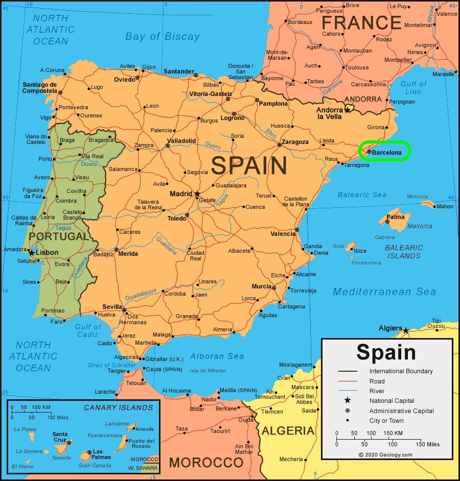 Barcelona Karta Spanien