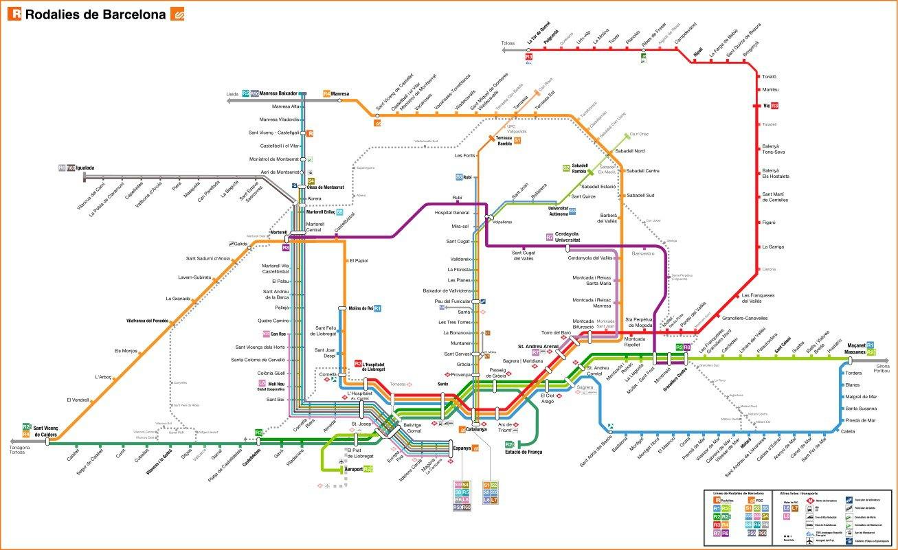 tåg i spanien karta Barcelona spanien tåg karta   Karta över barcelona spanien tåg 