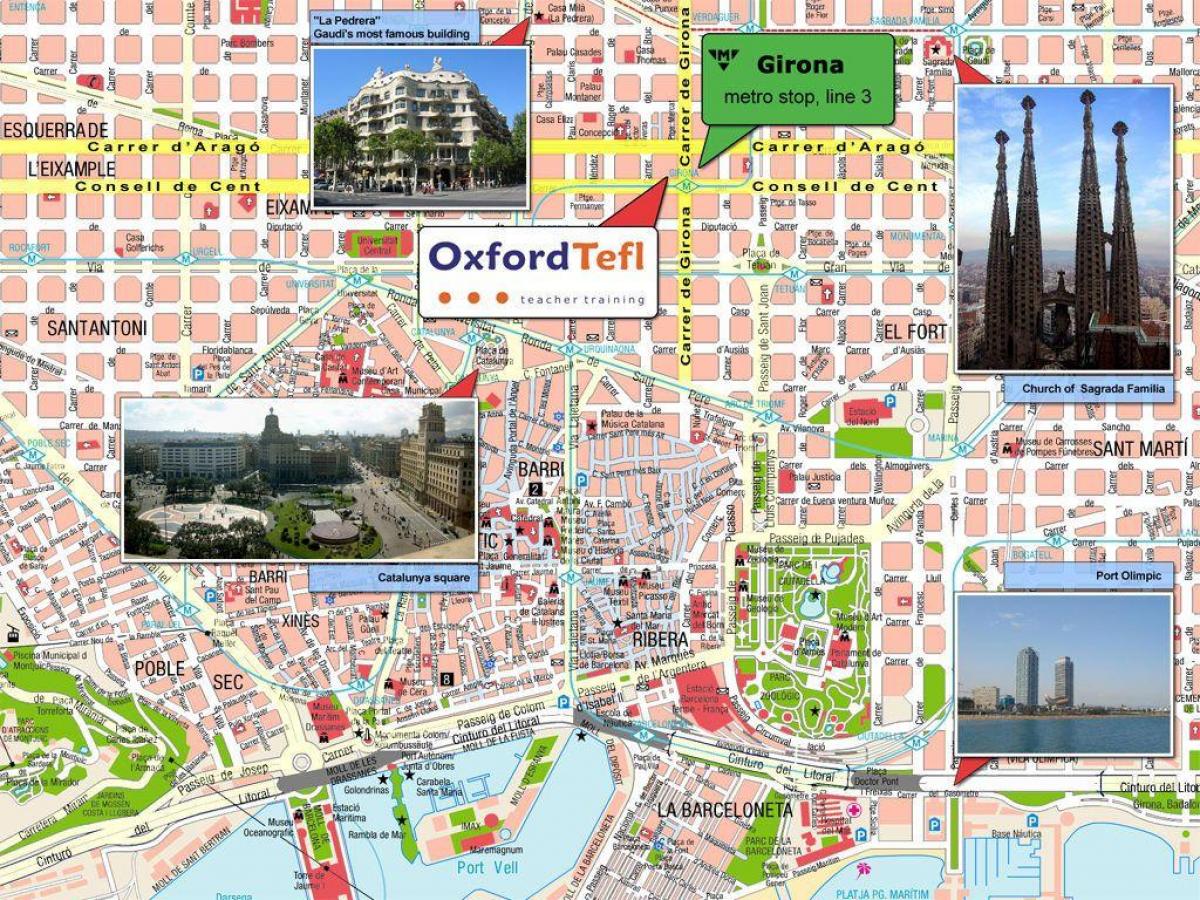 sevärdheter i barcelona karta Barcelona city karta med sevärdheter   Barcelonas största 