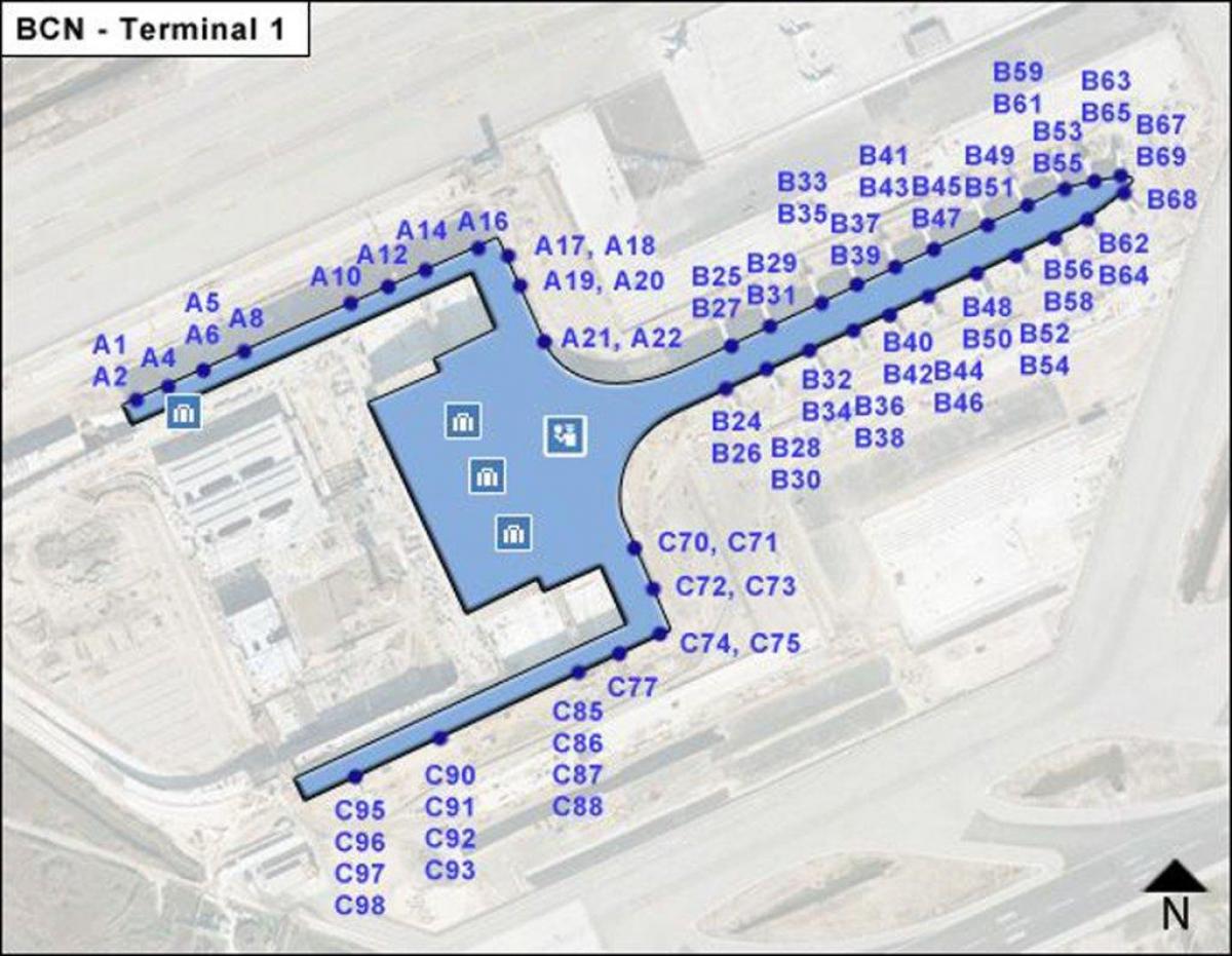 karta barcelona flygplats Barcelona flygplats, terminal 1 karta Barcelona flygplats 