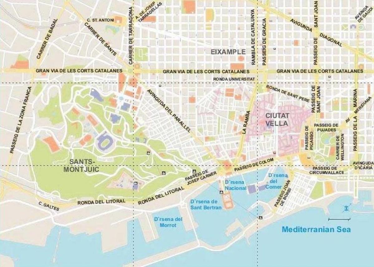 karta över barcelona Enkel karta över barcelona   Karta över barcelona enkel 